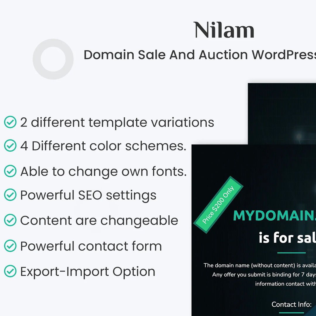 Nilam - Domain For Sale & Auction Plugin