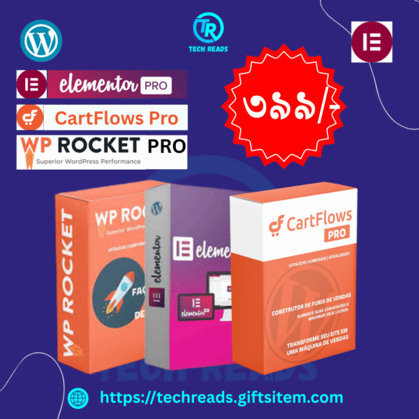 😱WP Plugin বান্ডেল  অফার Elementor Pro + CartFlows Pro + WP Rocket Pro 💥